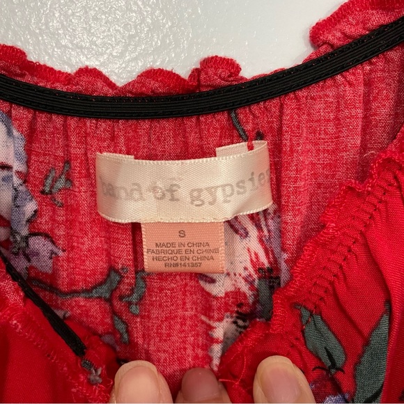 BAND OF GYPSIES Boho Red Floral Maxi Dress Size S - Picture 9 of 10